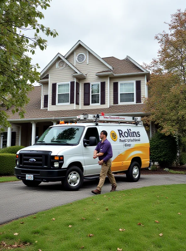 Close-up of a Rollins pest control truck