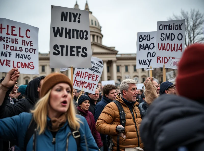 Image of protestors holding signs against government cuts