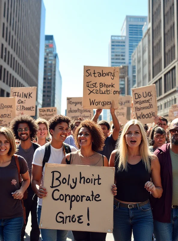 Image of protesters holding signs calling for an economic boycott.