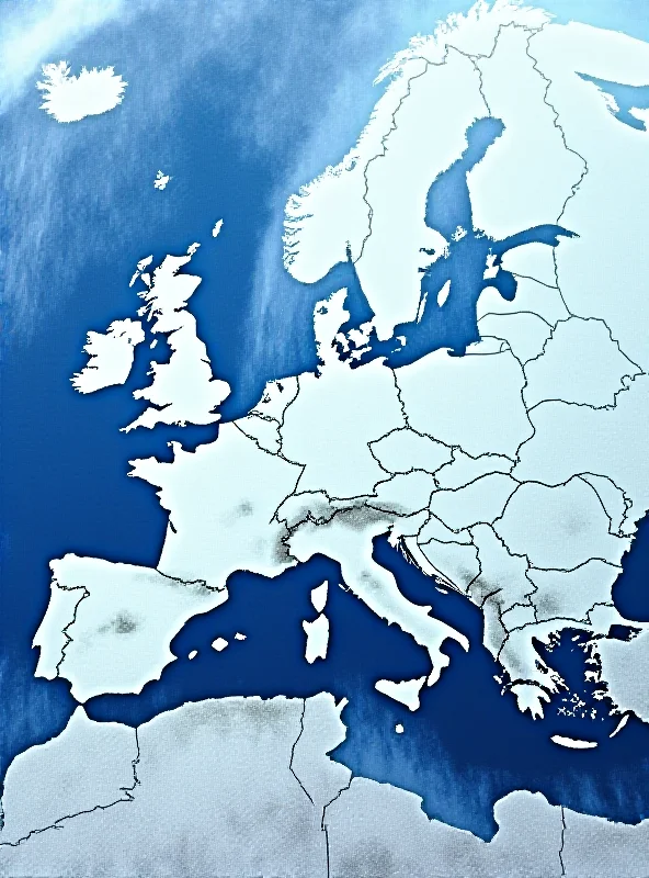 Satellite image showing a cold front moving across Europe.