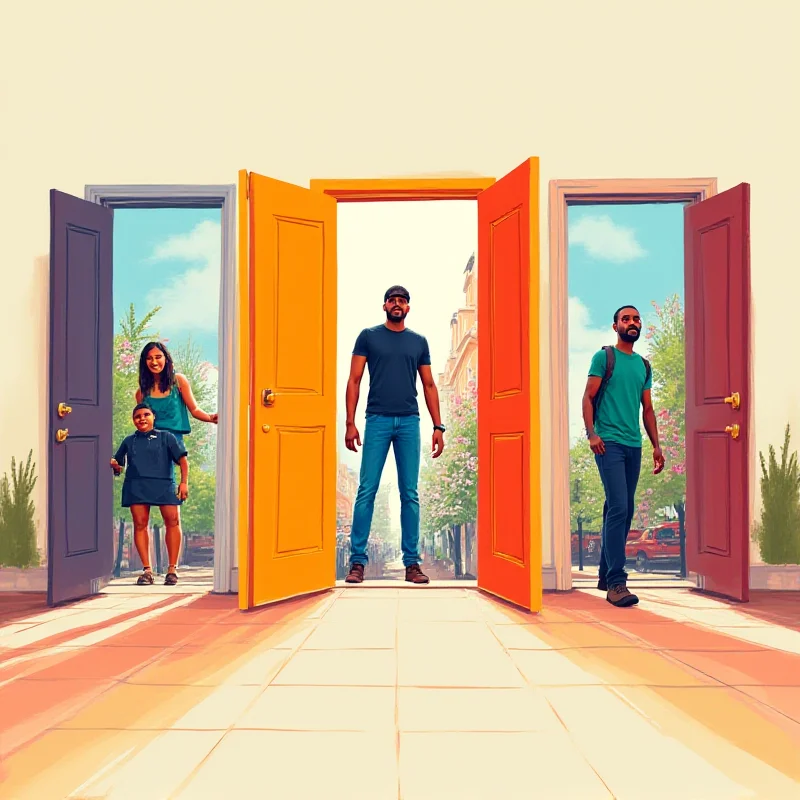 Illustration of open doors representing opportunity