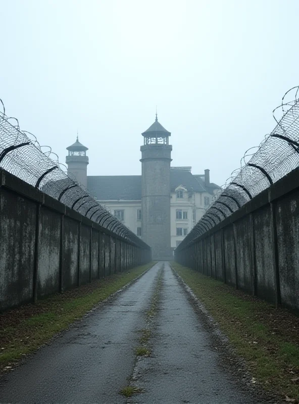 Exterior of the Condé-sur-Sarthe penitentiary center.