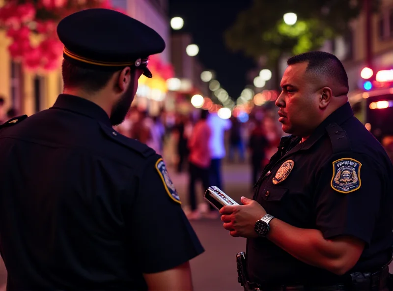 Police officer conducting a sobriety test during Carnival.