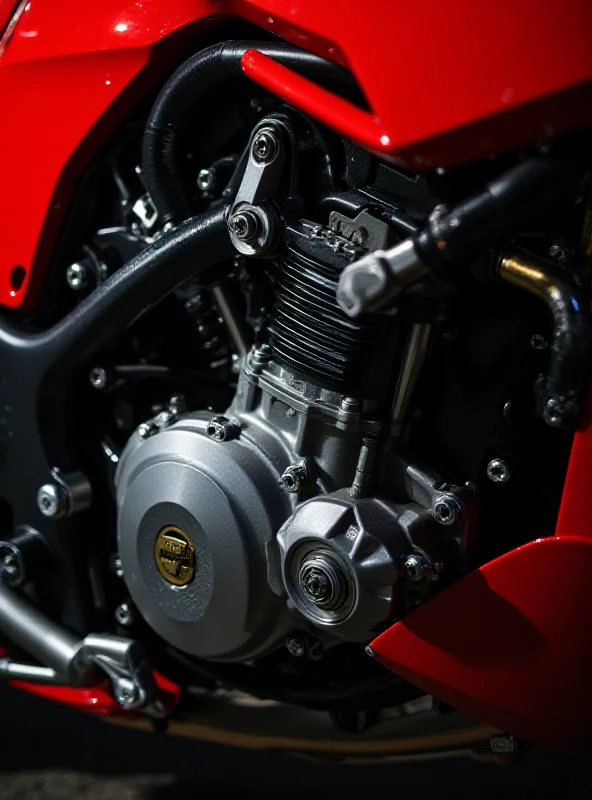 Close up of a Ducati MotoGP engine, showcasing its intricate and advanced design.