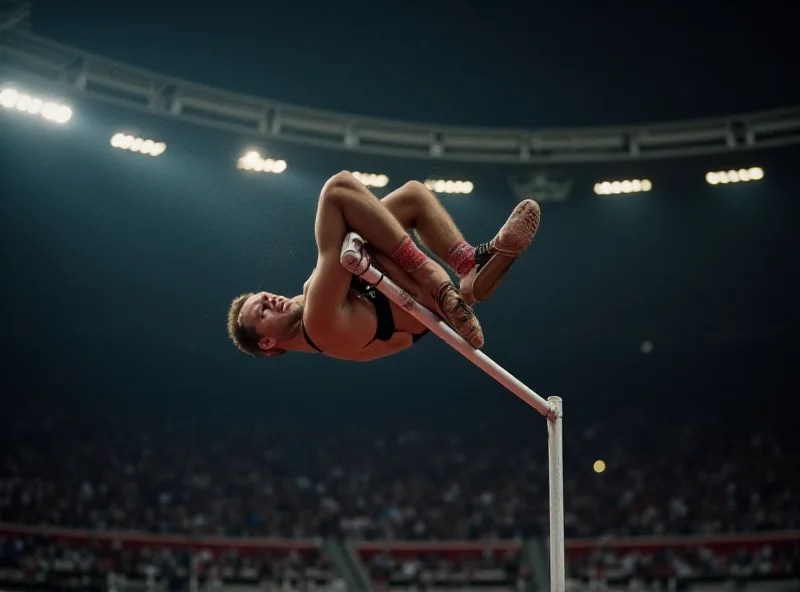 Armand Duplantis celebrating a successful pole vault attempt.