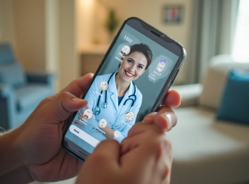 A person using a smartphone to access a telehealth app.