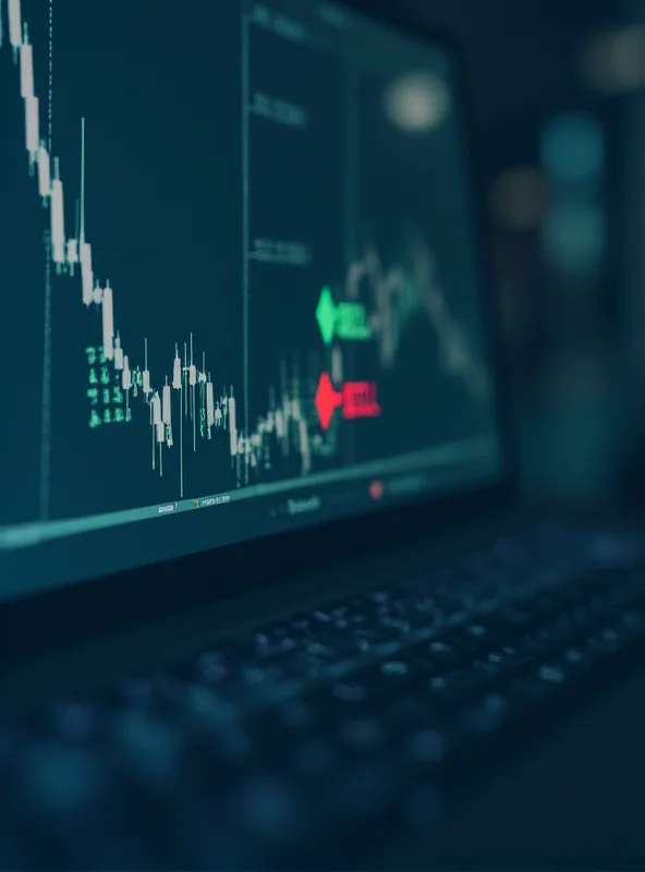 A graph showing a stock price fluctuating, with arrows indicating potential buy and sell points.