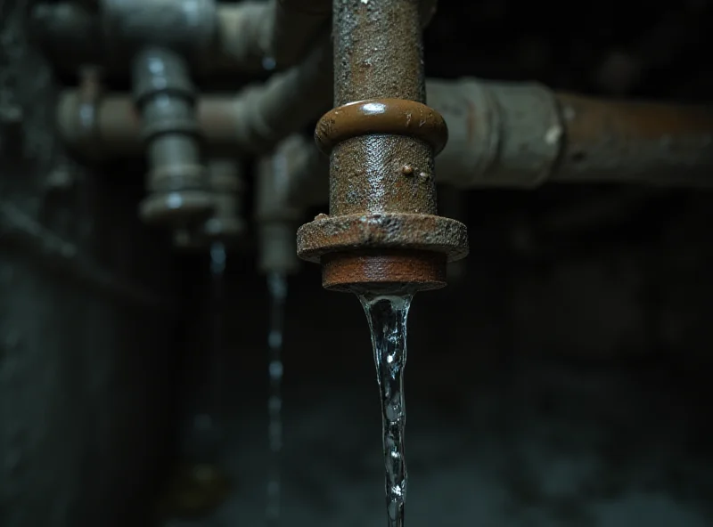 A photo of a leaky pipe, representing the infrastructure challenges faced by Thames Water