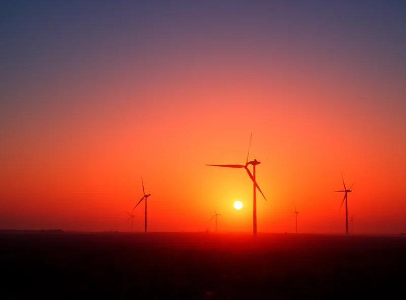 A wind turbine farm at sunset, representing Broadwind's involvement in the renewable energy sector.