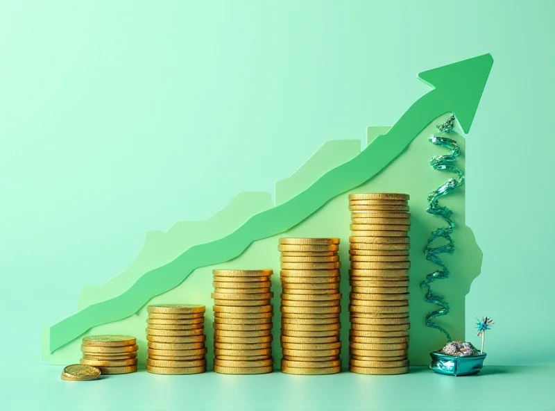 Abstract representation of share buyback, showing ascending graph and coins.