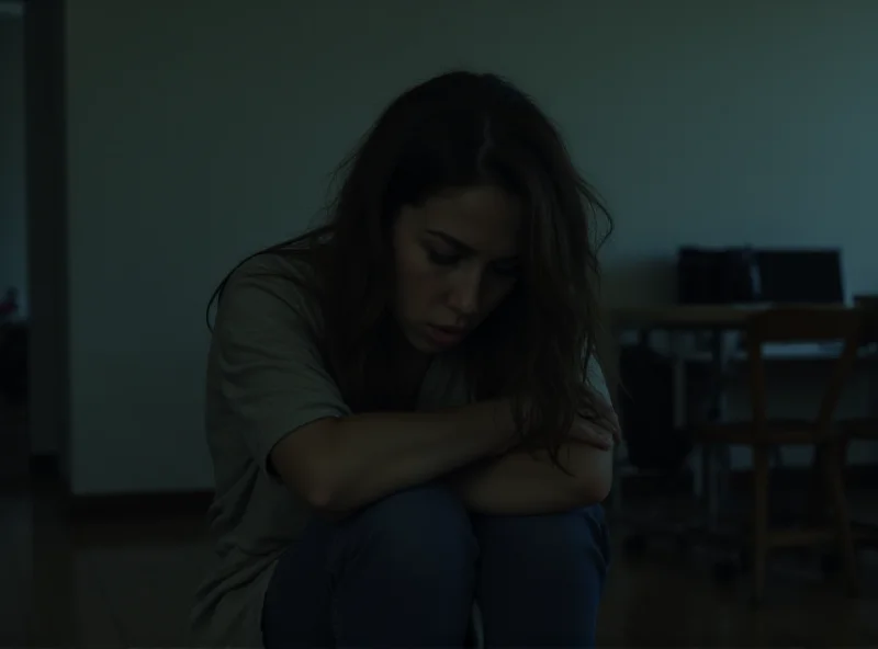 Worried teenager sitting alone in a room.