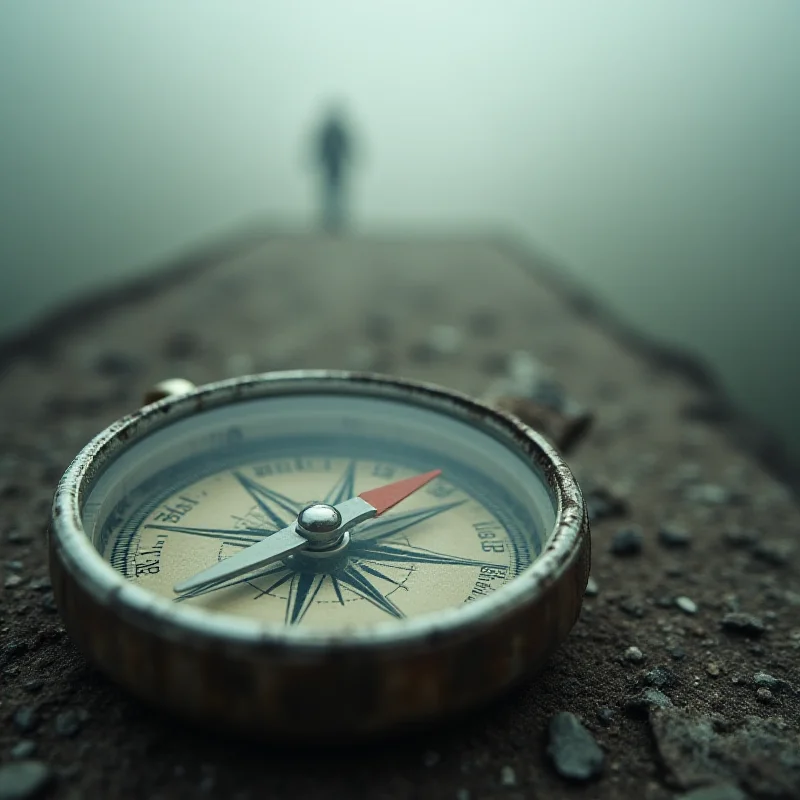 Conceptual image of a compass pointing towards an uncertain future, symbolizing economic challenges.