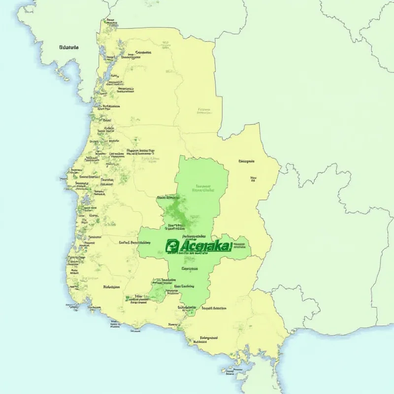 A map of Guatemala highlighting the regions where palm oil plantations are concentrated, with Edeka's logo subtly superimposed to represent their sourcing activities.