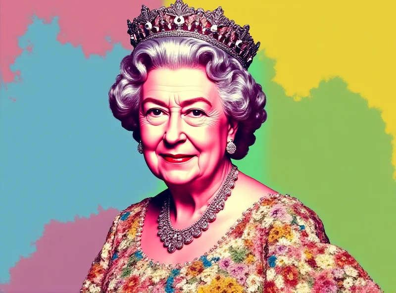 Andy Warhol screen print of Queen Elizabeth II in vibrant colors