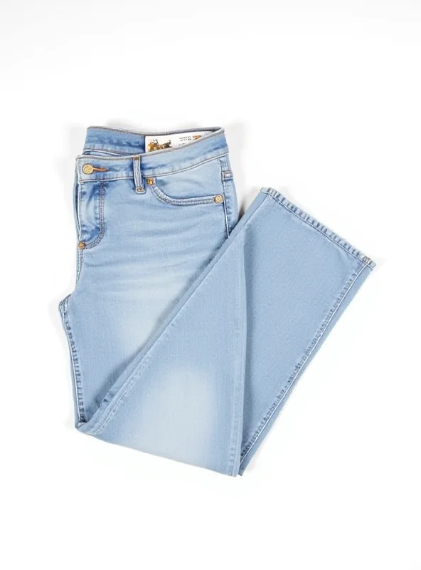 A pair of Jack & Jones jeans displayed prominently on an Amazon product page, showcasing the discounted price and key features like slim fit and stretchy design.