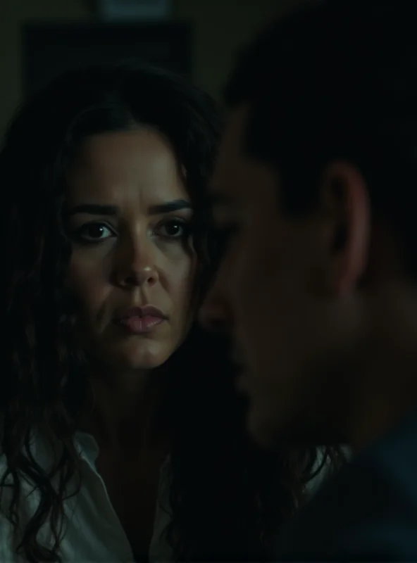 A dramatic scene from the movie Emilia Pérez, showing intense emotion on the actors' faces