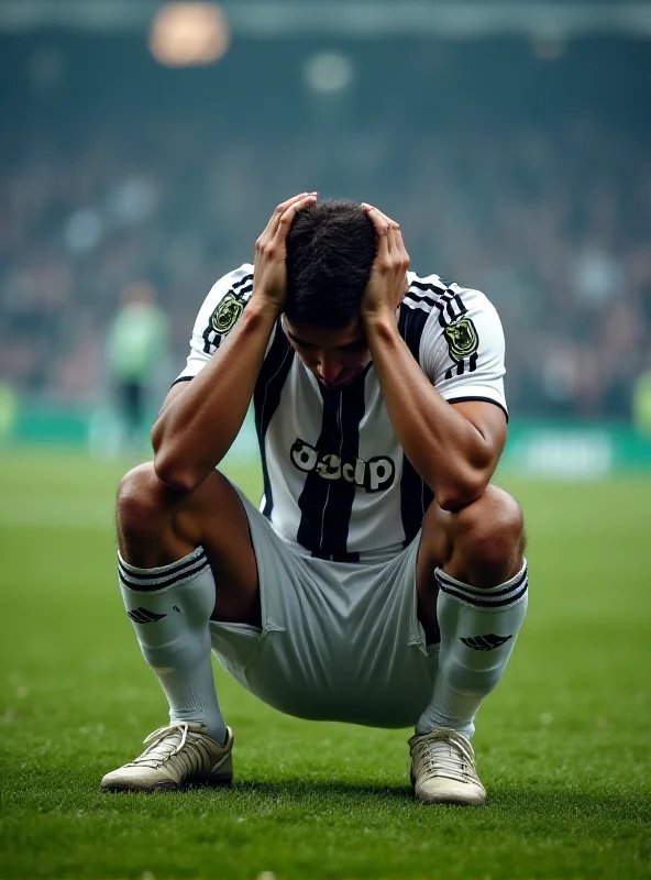 A dejected Juventus player sitting on the field after losing the penalty shootout to Empoli in the Coppa Italia.