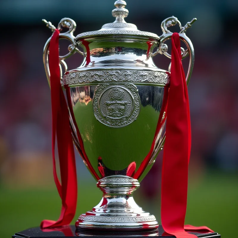 A close-up shot of the Coppa Italia trophy, symbolizing the competition that Empoli is now one step closer to winning.