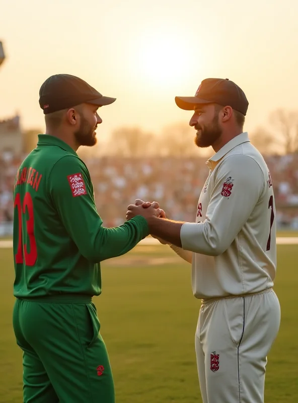 Cricket players shaking hands after a match