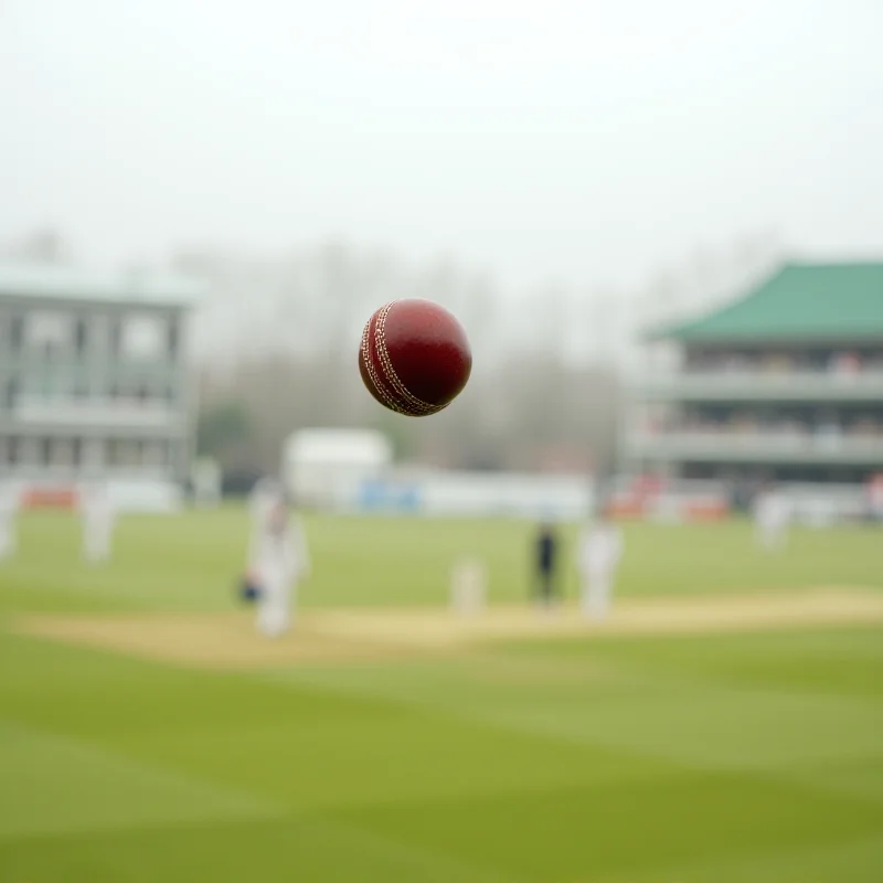 A cricket ball flying through the air during a match at Lord's Cricket Ground