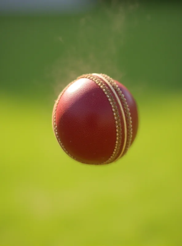 Close-up of a cricket ball being bowled