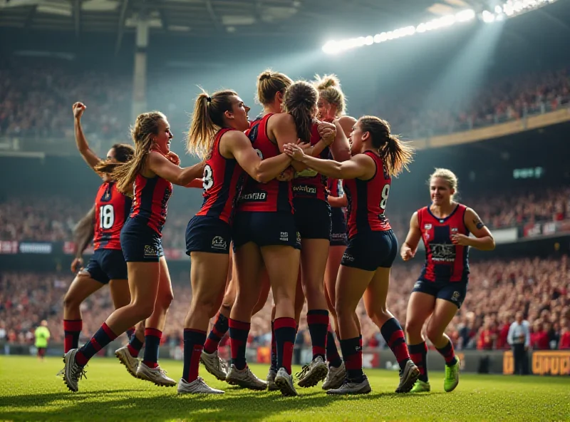 Women's rugby league team celebrating a try