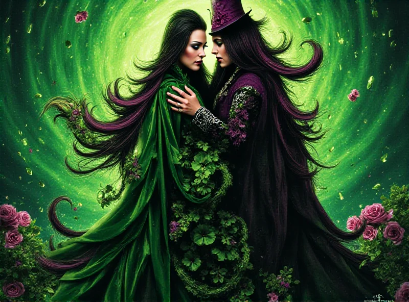 Elaborate movie poster for the Wicked sequel, featuring Glinda and Elphaba.