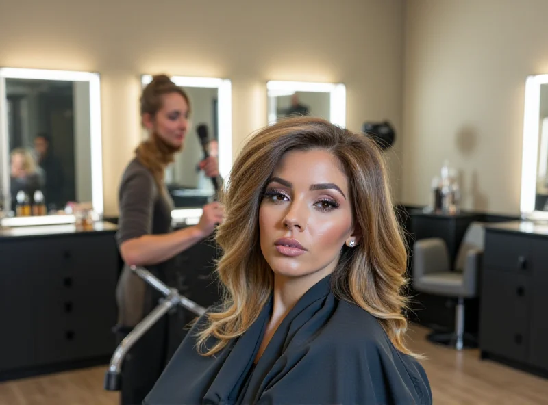 Woman getting a haircut