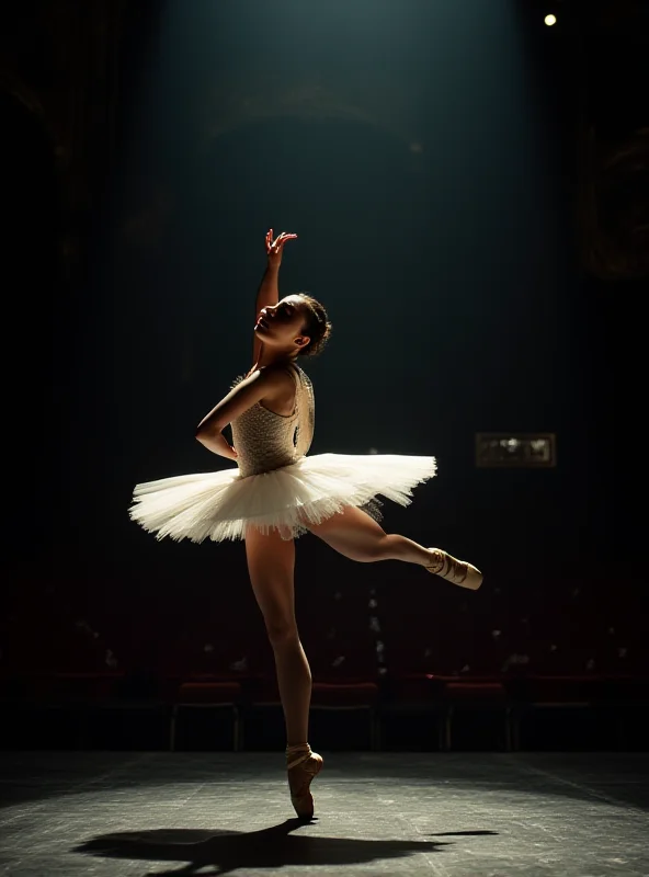 Natalia Osipova gracefully performing a ballet move on stage, with elegant lighting and a focused expression.