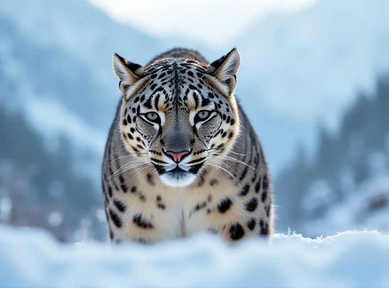 A stunning photograph of a snow leopard in its natural habitat.