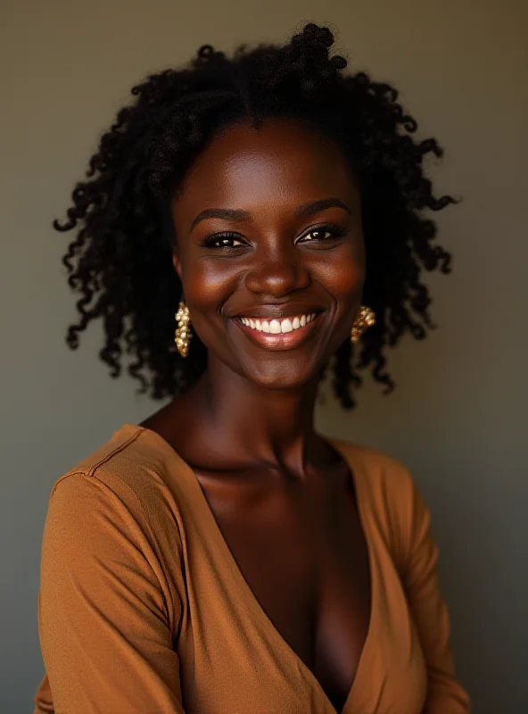 A portrait of Chimamanda Ngozi Adichie, smiling warmly.