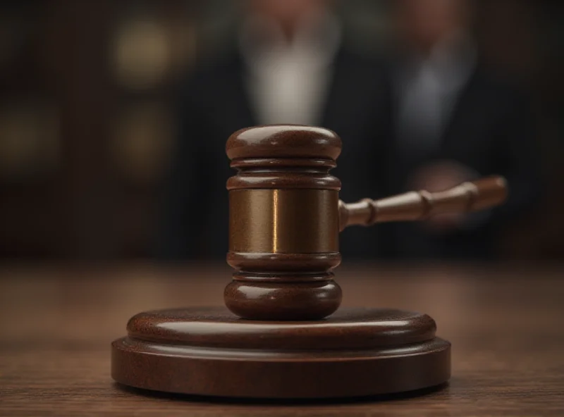 A gavel hitting a sounding block in a courtroom, symbolizing legal proceedings.