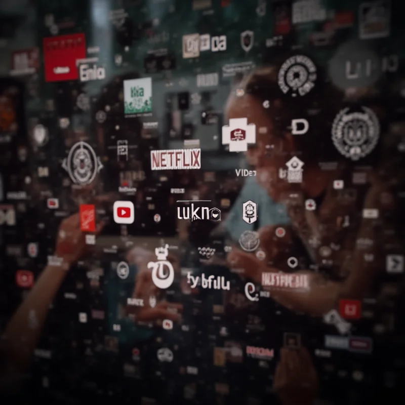 A collage of various social media icons and video streaming logos, representing the diverse platforms where entertainment news is consumed.