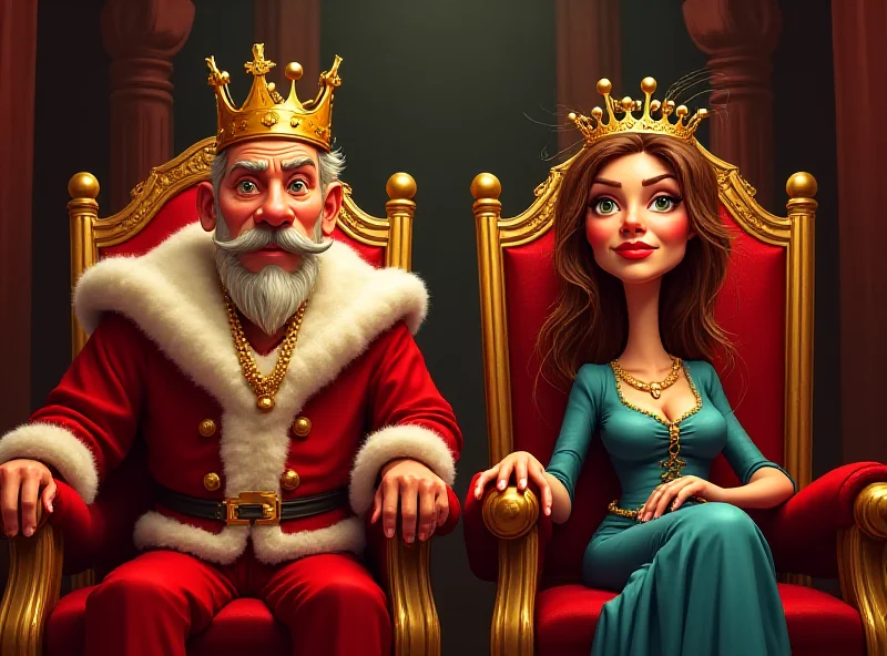 AI-generated image of a king and queen looking foolish while sitting on thrones