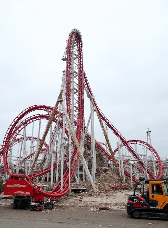 A time-lapse video showing the demolition of a rollercoaster