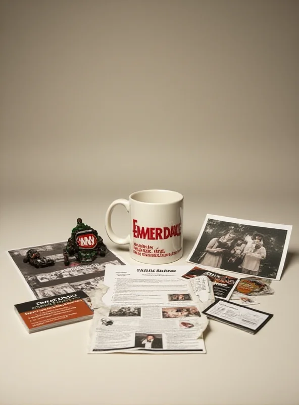 A collection of Emmerdale memorabilia for sale.