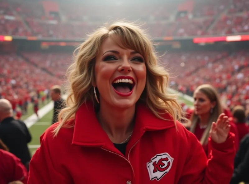 Taylor Swift cheering at an NFL game