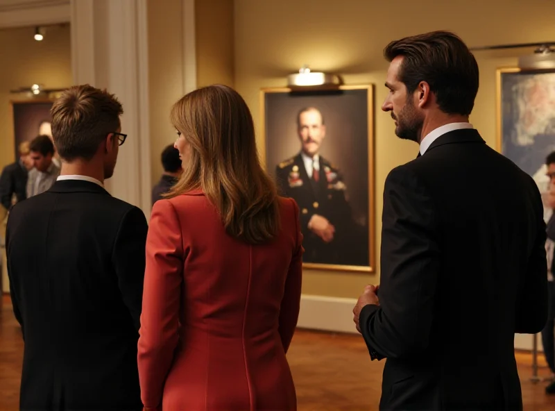 Queen Letizia and King Felipe VI at an art exhibition