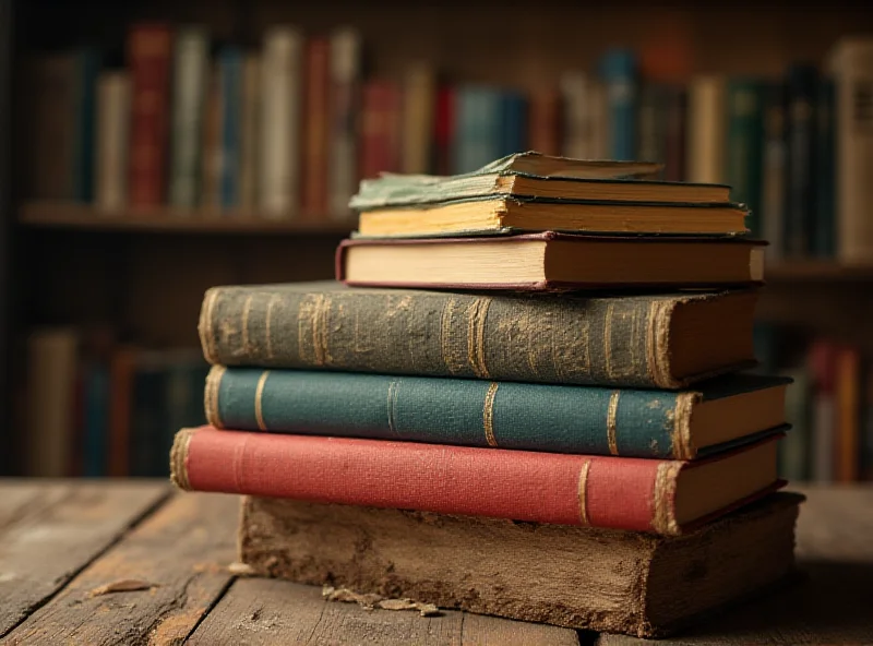 A stack of colorful, diverse books on a wooden table with a soft, warm light.