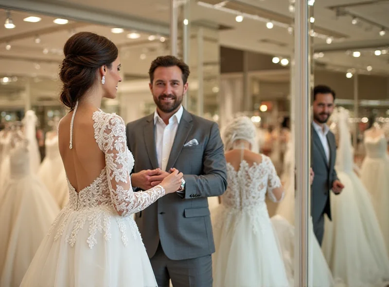 Image of Randy Fenoli helping a bride choose a dress