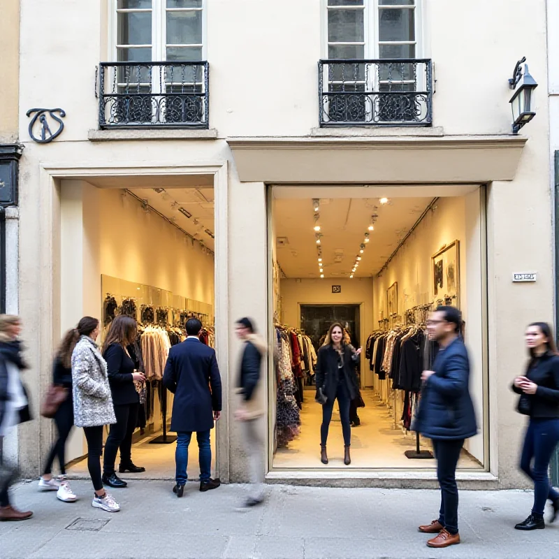 Agnès b. store front in Paris, with fashionable people browsing the window display