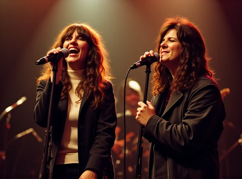 Marit Larsen and Marion Raven of M2M performing on stage together.