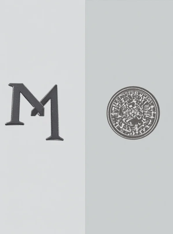 A split image comparing Meghan Markle's brand logo on the left with the emblem of a Spanish municipality on the right. The similarities in the design, featuring a stylized circular pattern with overlapping elements, are highlighted.