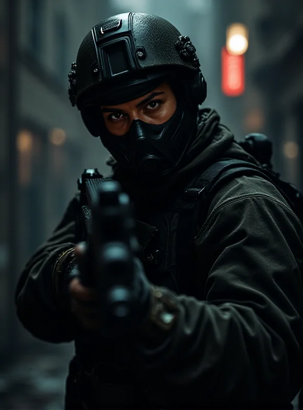 A soldier in tactical gear holding a rifle in a dark urban environment, representing Call of Duty.