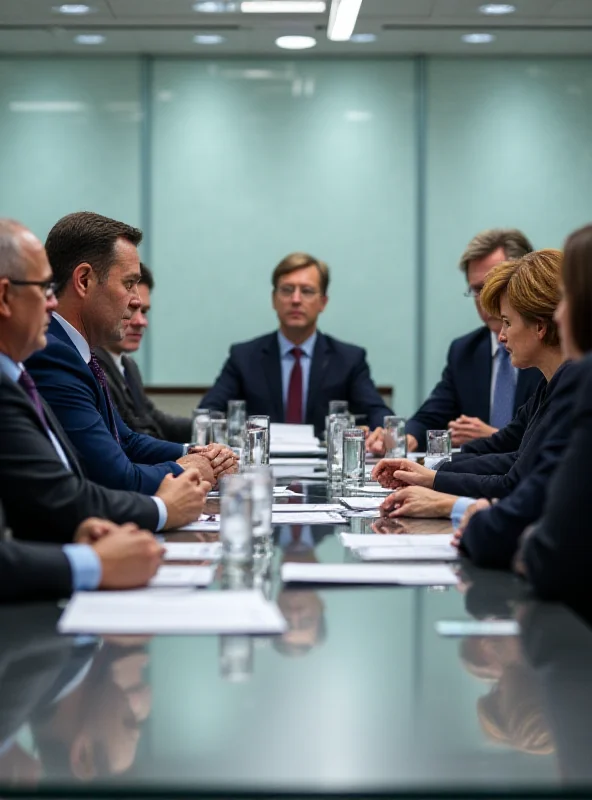 German politicians shaking hands during negotiations.