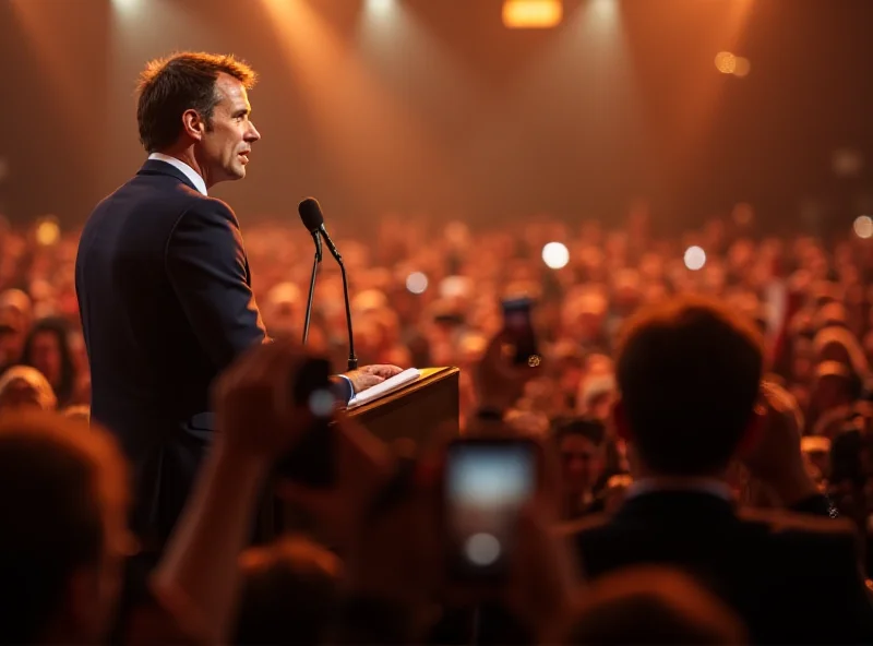 French President Emmanuel Macron addressing a crowd.