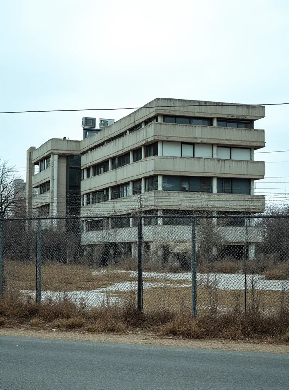 A closed US embassy with barbed wire and no activity.