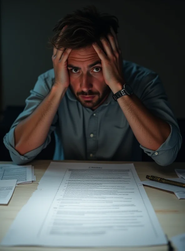 A concerned consumer looking at a complicated insurance document.