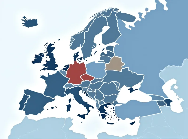 A map of Europe with highlighted areas representing potential security threats.