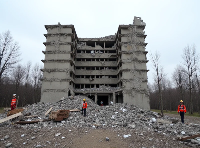 A destroyed hotel building in Kryvyj Rih after a missile strike